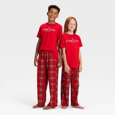 Kids' "Cabin Crew" Short Sleeve Holiday Matching Family Pajama Shirt - Wondershop™ Red