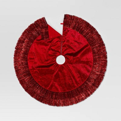  48" Christmas Tonal Tinsel Tree Skirt Red - Wondershop™