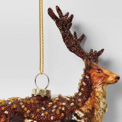  Christmas Brown Glass Reindeer Ornament - Wondershop™