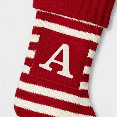 Knit Striped Monogram Christmas Stocking - Wondershop™