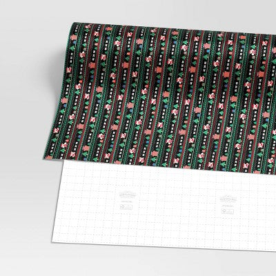  30" 50 Sq Ft Christmas Roll Wrap Sweater Pixel Print On Black - Wondershop™