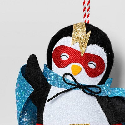  5.25" Christmas Fabric Superhero Ornament Penguin - Wondershop™
