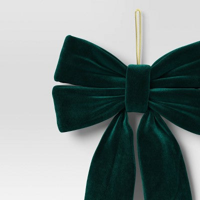  Christmas Small Velvet Bow Dark Green - Wondershop™