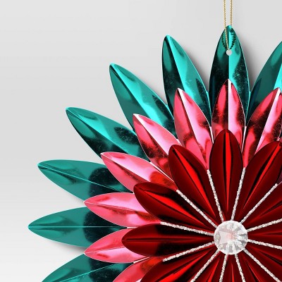  Christmas Foil Flower Ornament Green Ornament - Wondershop™