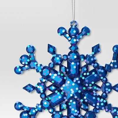  5" Christmas Blue Plastic Snowflake Ornament - Wondershop™