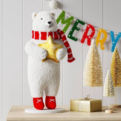  Christmas Plush Polar Bear With Star Decor - Wondershop™