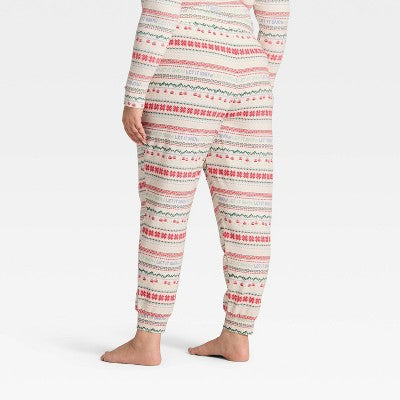  Women's "Let It Snow" Fair Isle Cozy Knit Holiday Matching Family Pajama Pants - Wondershop™ Cream