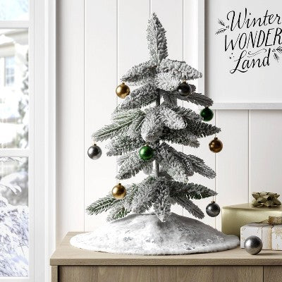 19" Christmas Flocked Tree Round White Base - Wondershop™