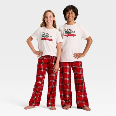  Kids' "Tis The Season" Short Sleeve Holiday Matching Family Pajama Shirt - Wondershop™ Cream