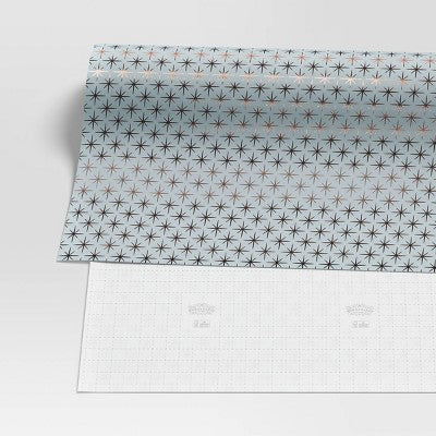  30” 25 Sq Ft Christmas Roll Wrap Silver Stars On Light Blue - Wondershop™