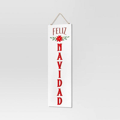  Reversible 'Felices Fiestas' To 'Feliz Navidad' Wood Christmas Wall Décor Dark Red/White - Wondershop™