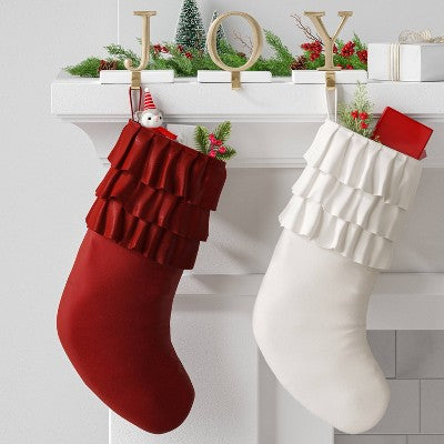  20" Velvet Stocking With Ruffles - Wondershop™