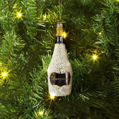  Christmas Glassed Beaded Champagne Bottle Ornament - Wondershop™
