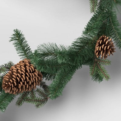  6' Mixed Greenery With Pinecones Artificial Christmas Garland Green - Wondershop™