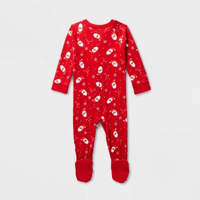  Baby Santa Print Ribbed Holiday Matching Family Footed Pajama - Wondershop™ Red