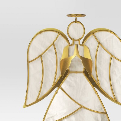  13.25" Pre-lit Angel Christmas Tree Topper Gold/White - Wondershop™