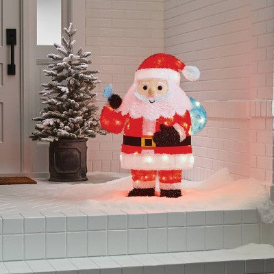  32" Tinsel Santa Christmas Novelty Sculpture Light With 4 Interchangeable Faces - Wondershop™