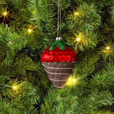  Christmas Glass Chocolate Dipped Strawberry Ornament - Wondershop™
