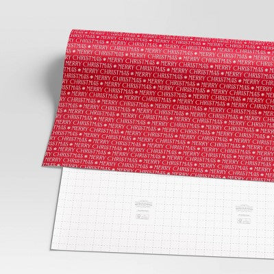  30" 50 Sq Ft Christmas Roll Wrap Merry Christmas On Red - Wondershop™