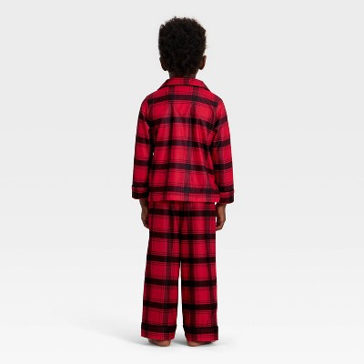  Toddler Plaid Long Sleeve Shirt And Pants Holiday Matching Family Pajama Set - Wondershop™ Red/Black