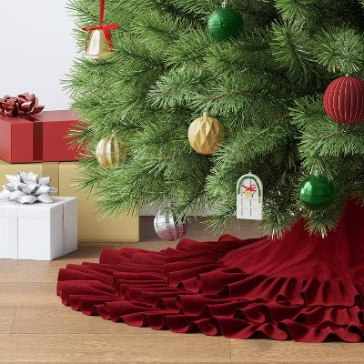  48" Velvet Tree Skirt With 3 Layers Of Ruffles - Wondershop™