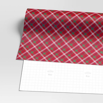  40" 220 Sq Ft Christmas Roll Wrap Red And Green Plaid - Wondershop™