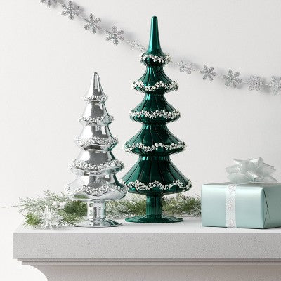  14.75" Christmas Glass Tree Green - Wondershop™