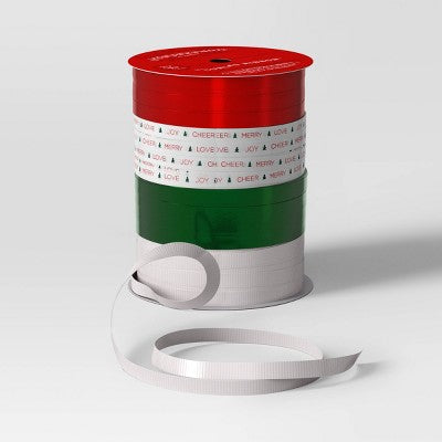  7 End Christmas Curl Ribbon 70' Red/Green/White - Wondershop™