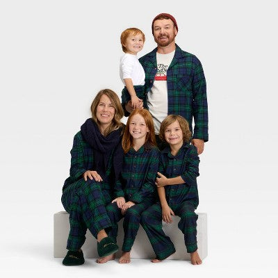  Toddler Plaid Microfleece Holiday Matching Family Pajama Pants - Wondershop™ Navy Blue