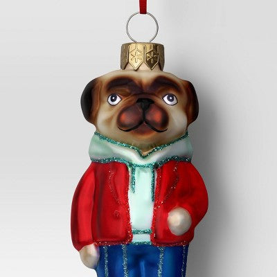  Christmas Glass Pug Dog Ornament - Wondershop™