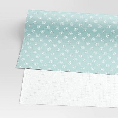  30” 20 Sq Ft Christmas Roll Wrap White Snowflakes On Light Blue - Wondershop™