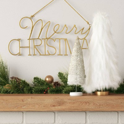  18" Faux Fur Christmas Tree Sculpture - Wondershop™ White