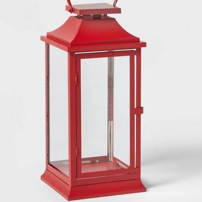  17" Decorative Metal Christmas Lantern Red - Wondershop™