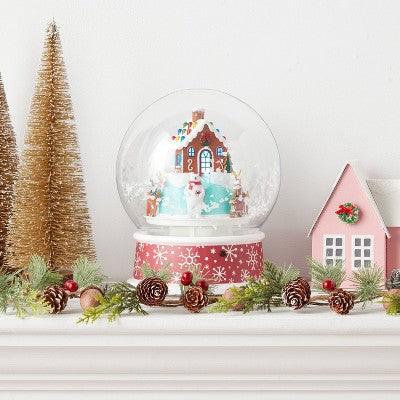  9.8" Animated Gingerbread House Snow Globe Christmas Decorative Prop - Wondershop™