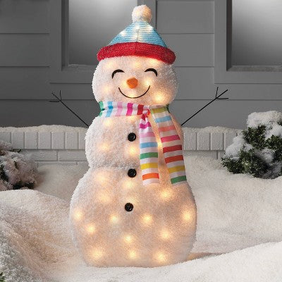  36" Incandescent Fabric Snowman Christmas Novelty Sculpture Light White - Wondershop™