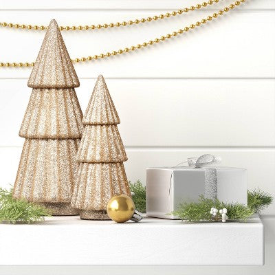  2pk Christmas Glittered Trees Gold - Wondershop™