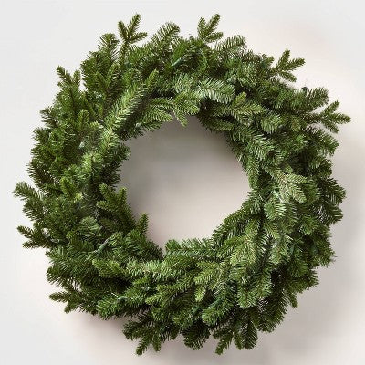  28in Prelit Artificial Christmas Wreath Natural Clear Lights - Wondershop™
