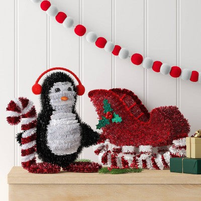  Christmas Tinsel Sleigh Red - Wondershop™