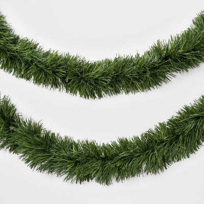  18' Pre-Lit Artificial Pine Christmas Garland Green With Clear Lights - Wondershop™