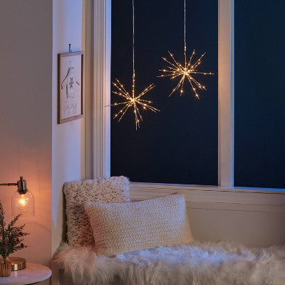  2pk 12" Battery Operated Twinkling LED Starburst Christmas Novelty Silhouette Light Warm White Lights - Wondershop™