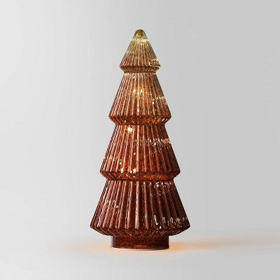  14.75" Battery Operated Lit Glass Christmas Tree Sculpture - Wondershop™