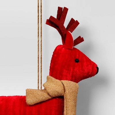 Christmas Fabric Deer Ornament Red - Wondershop™