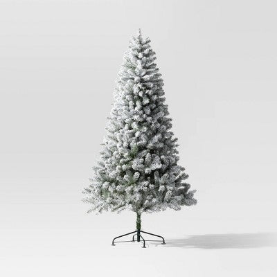  7.5' Pre-Lit Flocked Full Alberta Spruce Artficial Christmas Tree With Warm White LED Lights - Wondershop™