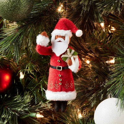  Fabric Santa Holding Gift Christmas Tree Ornament - Wondershop™: Indoor Decoration, 5.75" Holiday Theme