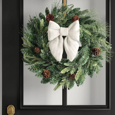  16" Christmas Jumbo Cable Knit Bow Decor White - Wondershop™
