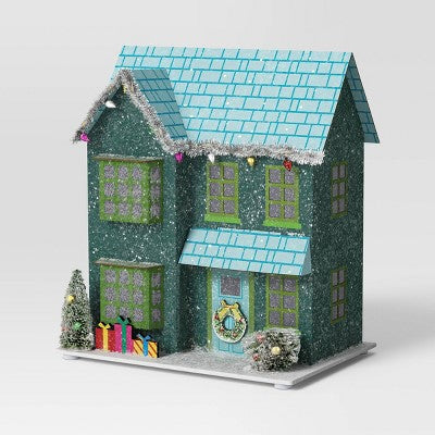  Christmas Glitter House Blue - Wondershop™