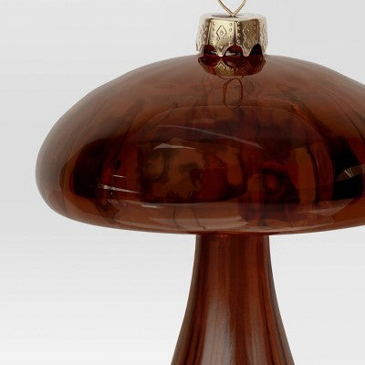  Christmas Glass Brown Mushroom Ornament - Wondershop™