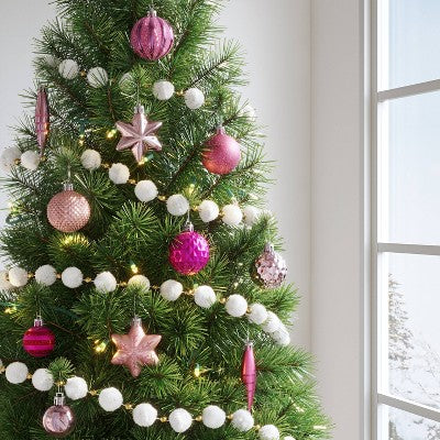  20ct Christmas Mixed Finial Ornament Set Pink - Wondershop™