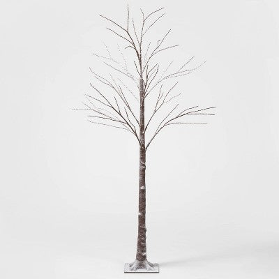  6ft LED Dew Drop Brown Flocked Twig Tree LED Christmas Novelty Sculpture Light Warm White - Wondershop™