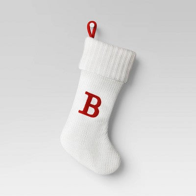  Knit Monogram Christmas Stocking White - Wondershop™